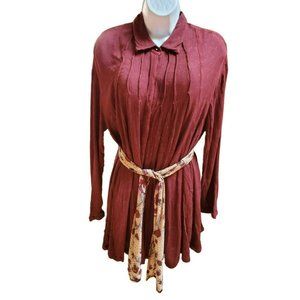 Free People Maroon Women's Long Sleeve Lightweight Shirt Dress Size XS